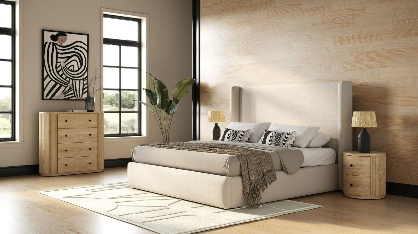 Byrne - Modern Beige Fabric Bed - Image 7