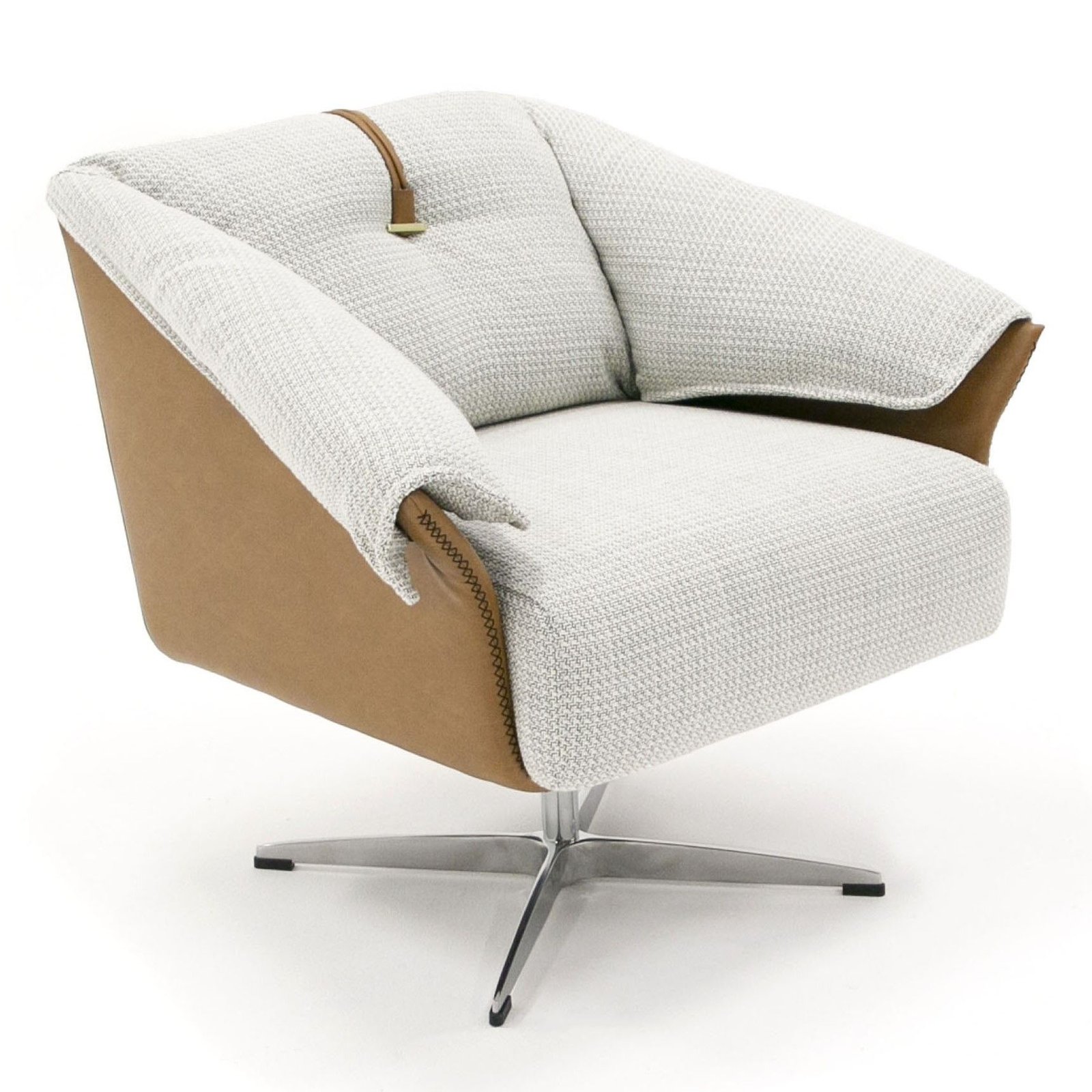 Ohio - Swivel Grey and Camel Fabric Accent Chair