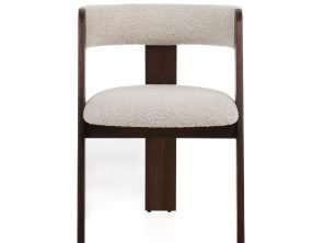 Washington - Modern Cream Fabric + Brown Oak Dining Chair (Set of 2)