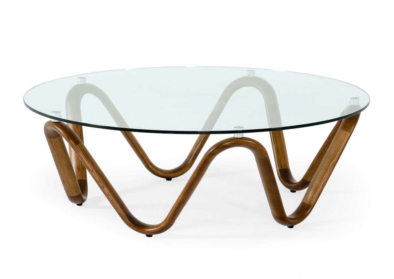 Lassen - Modern Glass & Walnut Coffee Table - Image 2