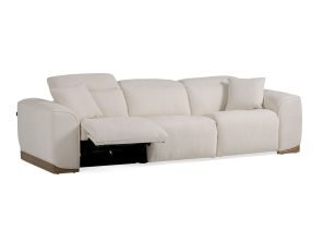 Hagerty - Modern Off-White Fabric Sofa With 2 Power Recliners