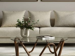 Lassen - Modern Glass & Walnut Coffee Table