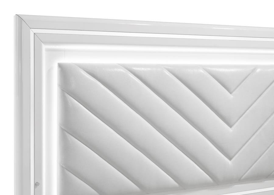 Cassia Eastern King LED Panel Bed White High Gloss - Image 4