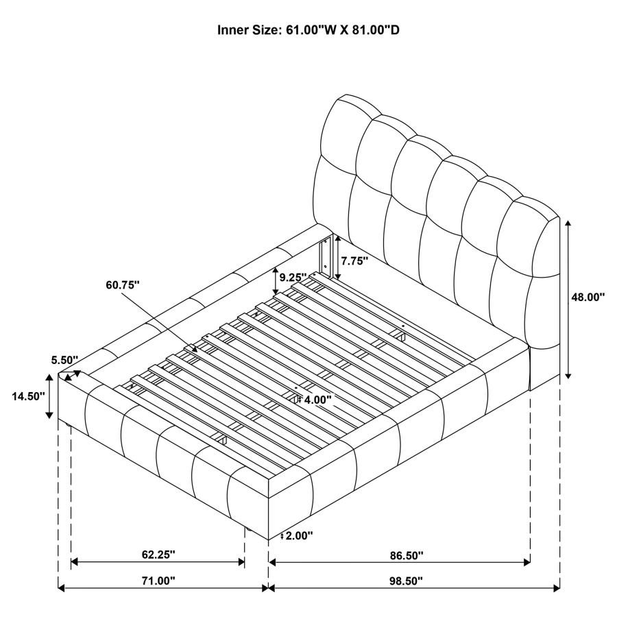 Nollet 48-inch Upholstered Queen Panel Platform Bed Cream - Image 4
