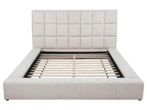 Dreux Upholstered Queen Panel Platform Bed Cream