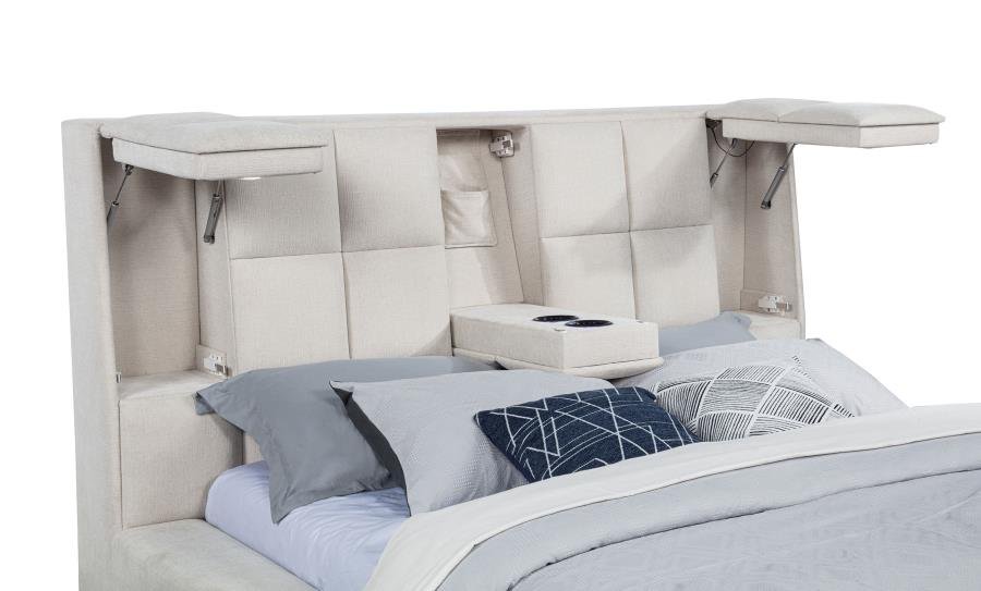 Dreux Upholstered Queen Panel Platform Bed Cream - Image 2