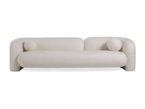 Khan Modern 4-Seater Off White Fabric Sofa