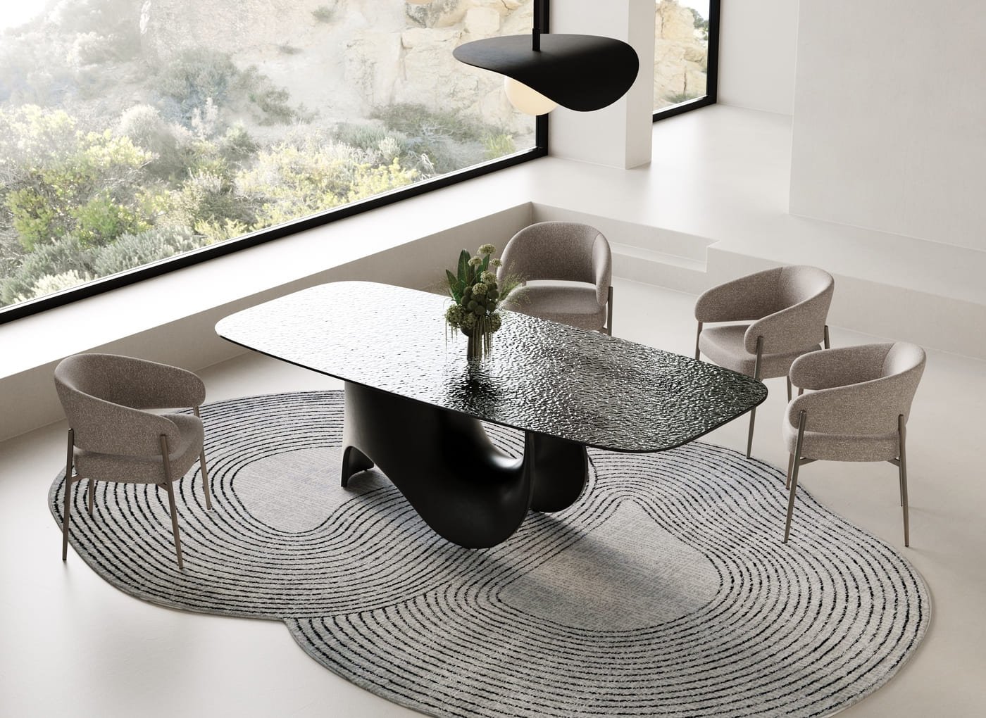 caroline- Modern Grey Fabric + Pewter Dining Chair - Image 5