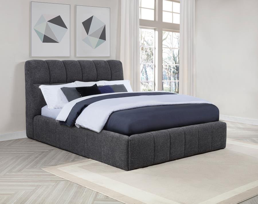 Nollet 48-inch Upholstered Queen Panel Platform Bed Gre