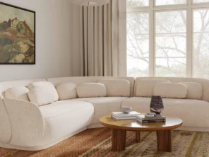 Misty 3-Piece Cream Performance Boucle Modular L-Sectional