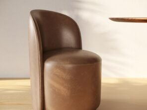 Correa - Modern Brown Vegan Leather Swivel Dining Chair