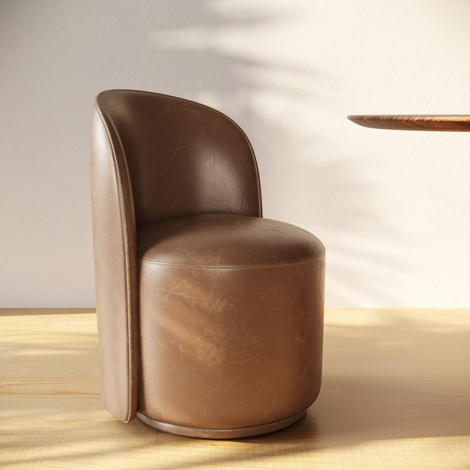 Correa - Modern Brown Vegan Leather Swivel Dining Chair