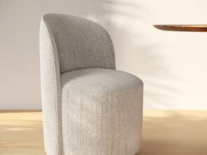 Correa - Modern Light Grey Fabric Swivel Dining Chair